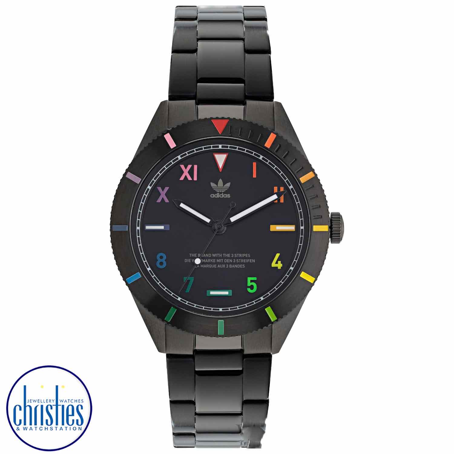 AOFH22056 Adidas Fashion Edition Three  Watch. The Adidas Fashion Edition Three AOFH22056 men's watch presents a classic that has been broken with multi -coloured markings on a bezel and shield. adidas watch sport