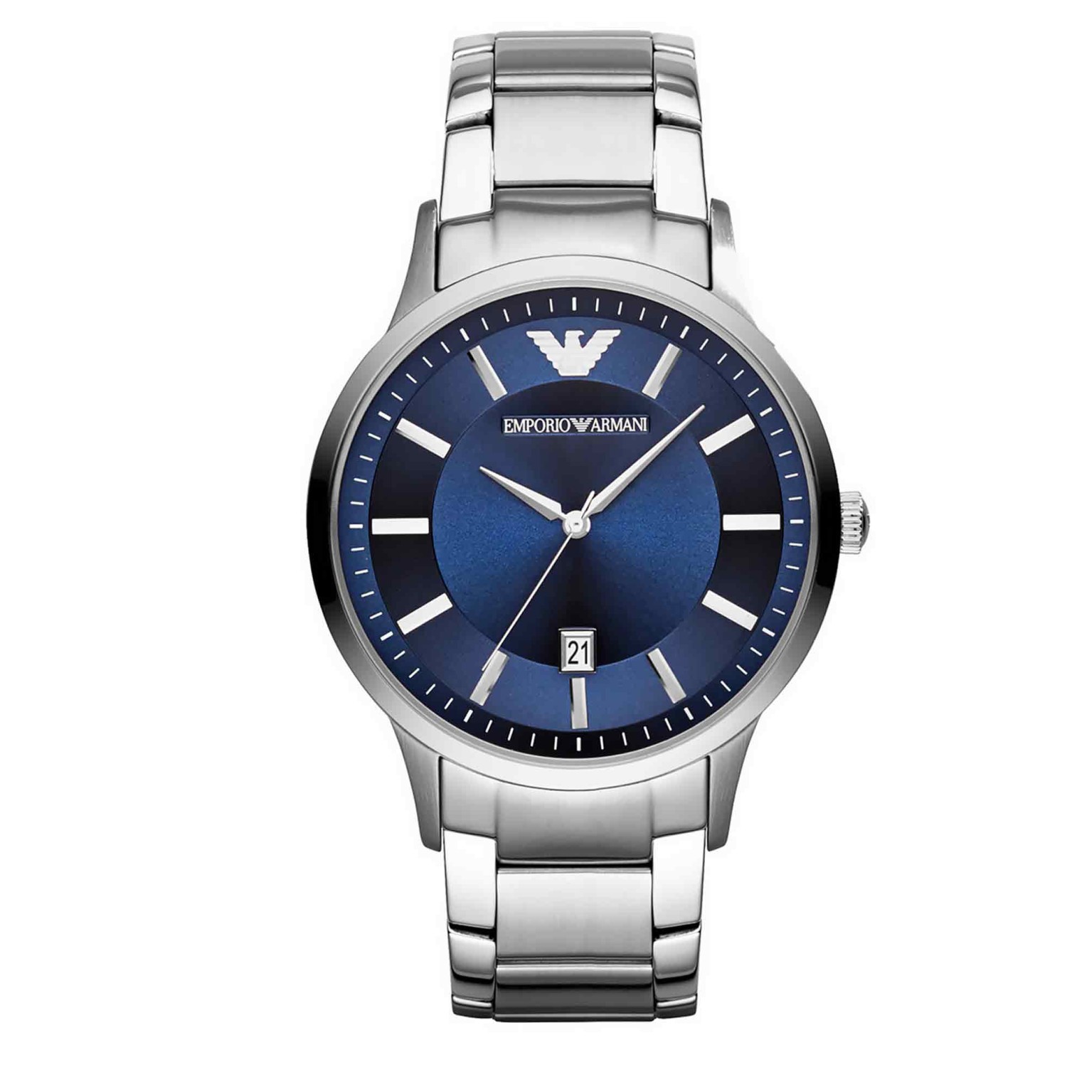 AR11180 Emporio Armani Mens Watch AR11180 AR11180 Emporio Armani Mens Watch. A bold navy blue dial and polished and brushed bracelet delivers stylish simplicity and elegance to this Armani mens watch.3 Months No Payments and Interest for Q Card holders Oxipay is simply the easier way to pay - use