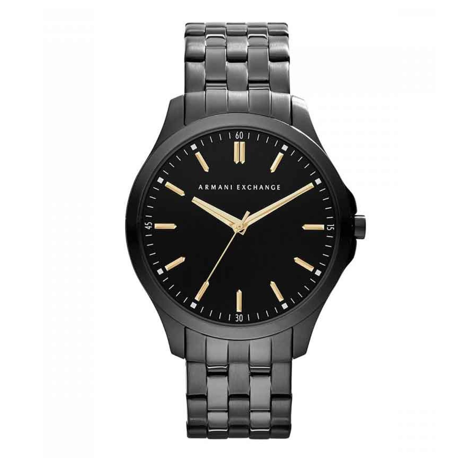 AX2144 A|X  Armani Exchange Hampton Watch. This ultra-slim gents AX2144  Armani Exchange Hampton Low Profile watch has a black ion-plated steel case and is fitted with an analogue quartz movement. It is fastened with a black metal bracelet and has a black