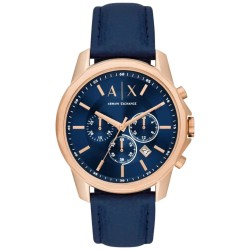 AX1723 A|X Armani Exchange Chronograph Blue Leather Strap Blue Dial Watch