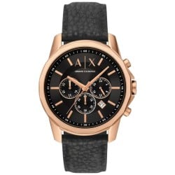 AX1769 A|X Armani Exchange Chronograph Black Leather Strap Black Dial Watch