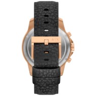 AX1769 A|X Armani Exchange Chronograph Black Leather Strap Black Dial Watch