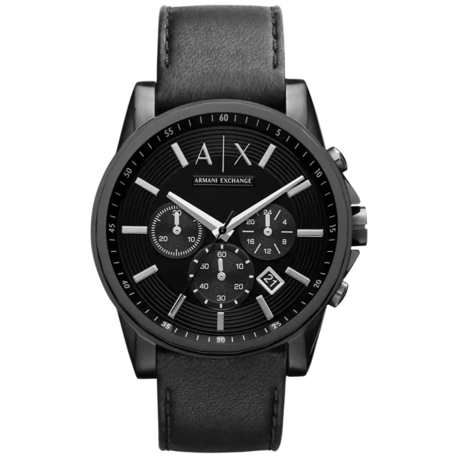 AX2098 A|X Armani Exchange Chronograph Black Leather Strap Watch – Armani Exchange NZ- Location Auckland - Free Delivery - Afterpay and Zip the easy way to pay AX2098 A|X Armani Exchange Chronograph Black Leather Strap Watch by Armani Exchange