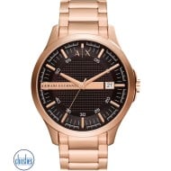  AX2449 AX Armani Exchange Men's Three-Hand Date Rose Gold-Tone Stainless Steel Bracelet Watch