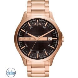  AX2449 AX Armani Exchange Men's Three-Hand Date Rose Gold-Tone Stainless Steel Bracelet Watch