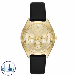 AX5656 A|X Armani Exchange LADY GIACOMO Multifunction Black Leather Watch