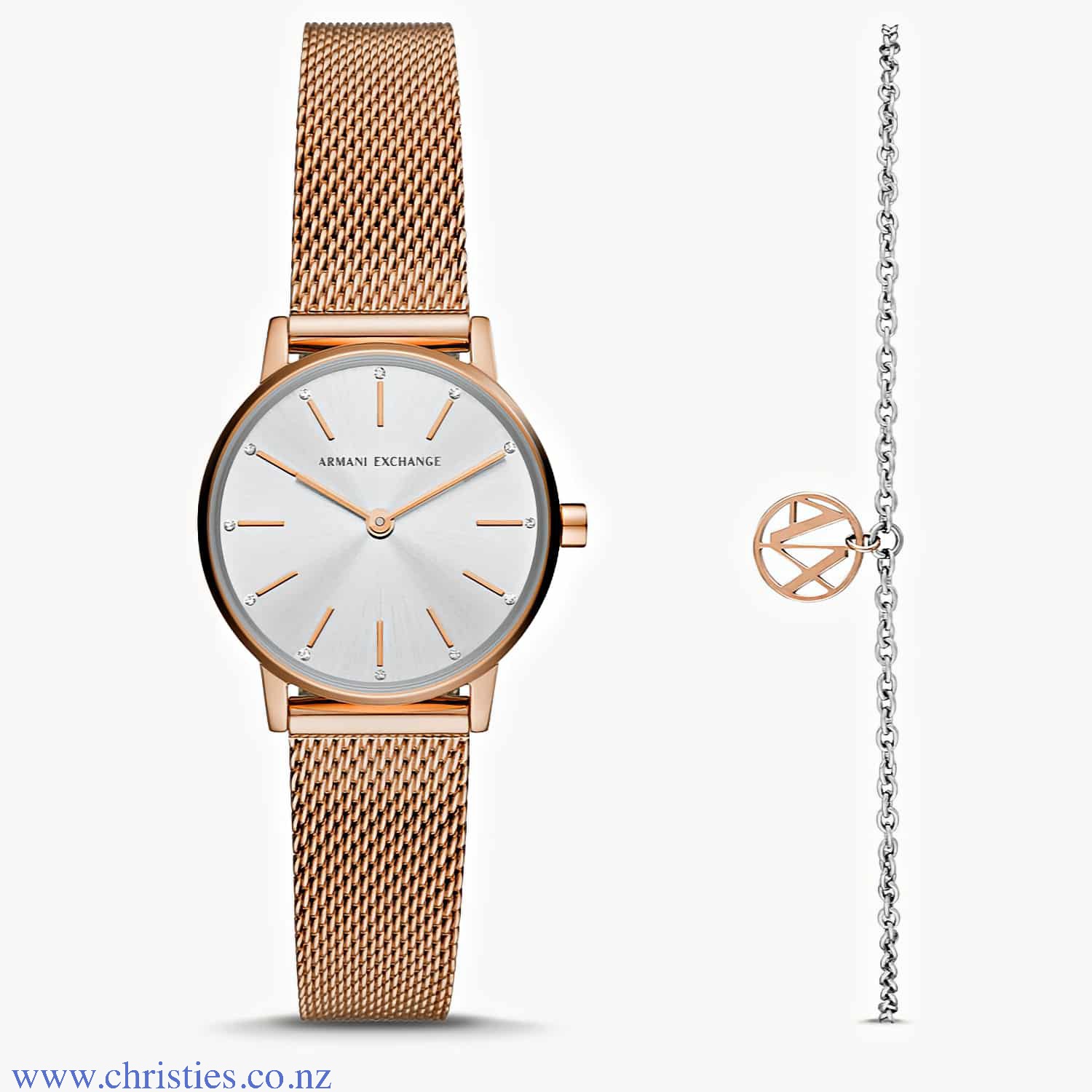 AX7121 A|X Armani Exchange Rose Gold-Tone Watch and Bracelet Gift Set. AX7121 A|X Armani Exchange Two-Hand Rose Gold-Tone Stainless Steel Watch and Bracelet Gift Set LAYBUY - Pay it easy, in 6 weekly payments and have it now. Only pay the price of your pu