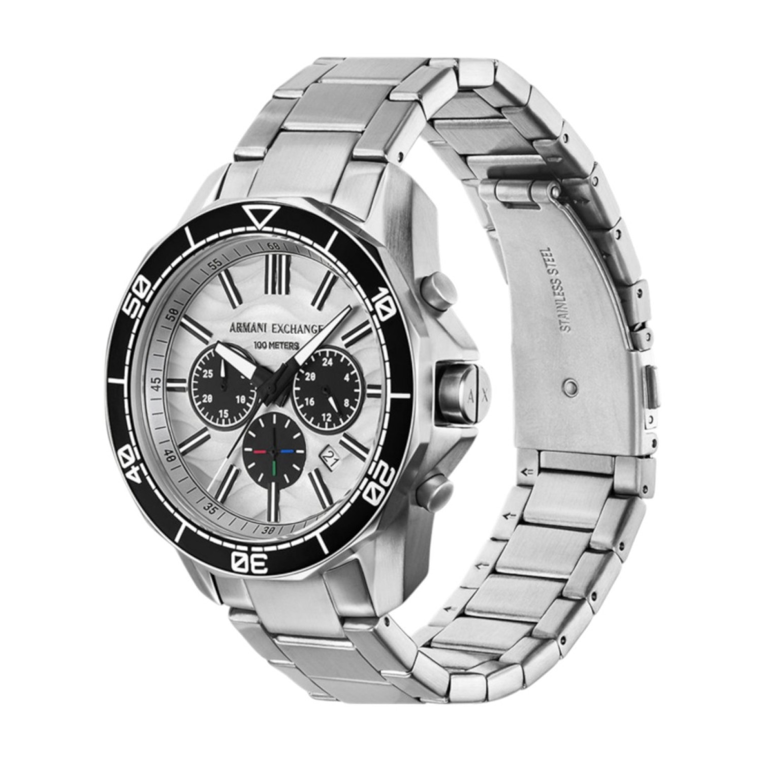 AX1969 A|X Armani Exchange Spencer Stainless Steel Silver- Dial – Armani Exchange NZ- Location Auckland - Free Delivery - Afterpay, Laybuy and Zip the easy way to pay AX1969 A|X Armani Exchange Spencer Stainless Steel Silver- Dial by Armani Exchange NZ- Location Auckland - Free Delivery - Afterpay, Laybuy and Zip the easy way to pay