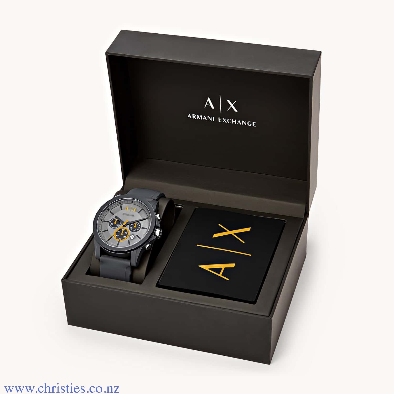 AX7123 A|X Armani Exchange Grey Silicone Watch and Cardholder Gift Set AX7123 Afterpay AX7123 A|X Armani Exchange Grey Silicone Watch and Cardholder Gift Set. AX7123 A|X Armani Exchange Grey Silicone Watch and Cardholder Gift Set LAYBUY - Pay it easy, in 6 weekly payments and have it now. Only pay the price of your purchase, when you pay yo