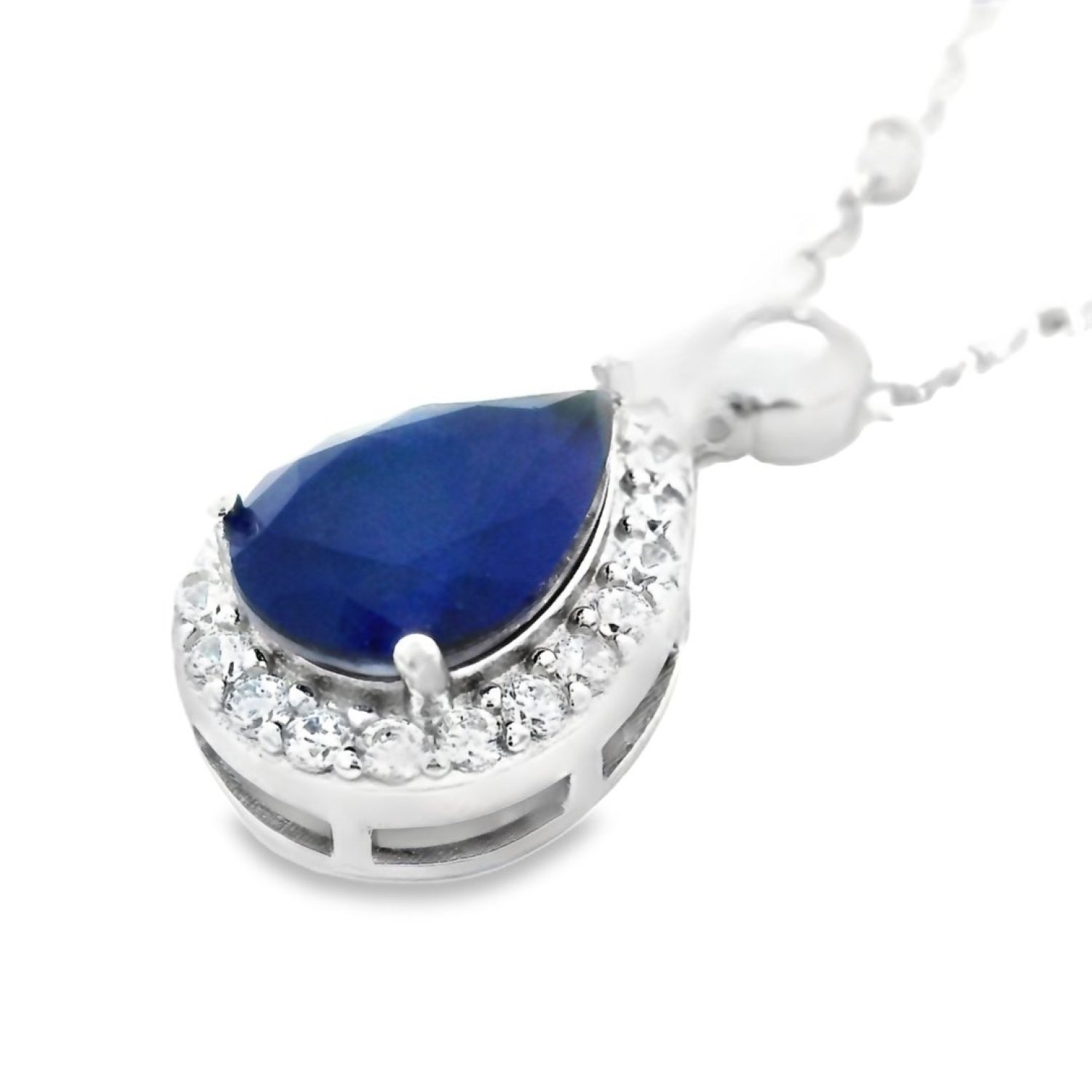 Christies Jewellery - Sterling Silver Blue CZ Pendant Auckland NZ Sterling Silver Blue CZ Pendant QNAND04221/B
