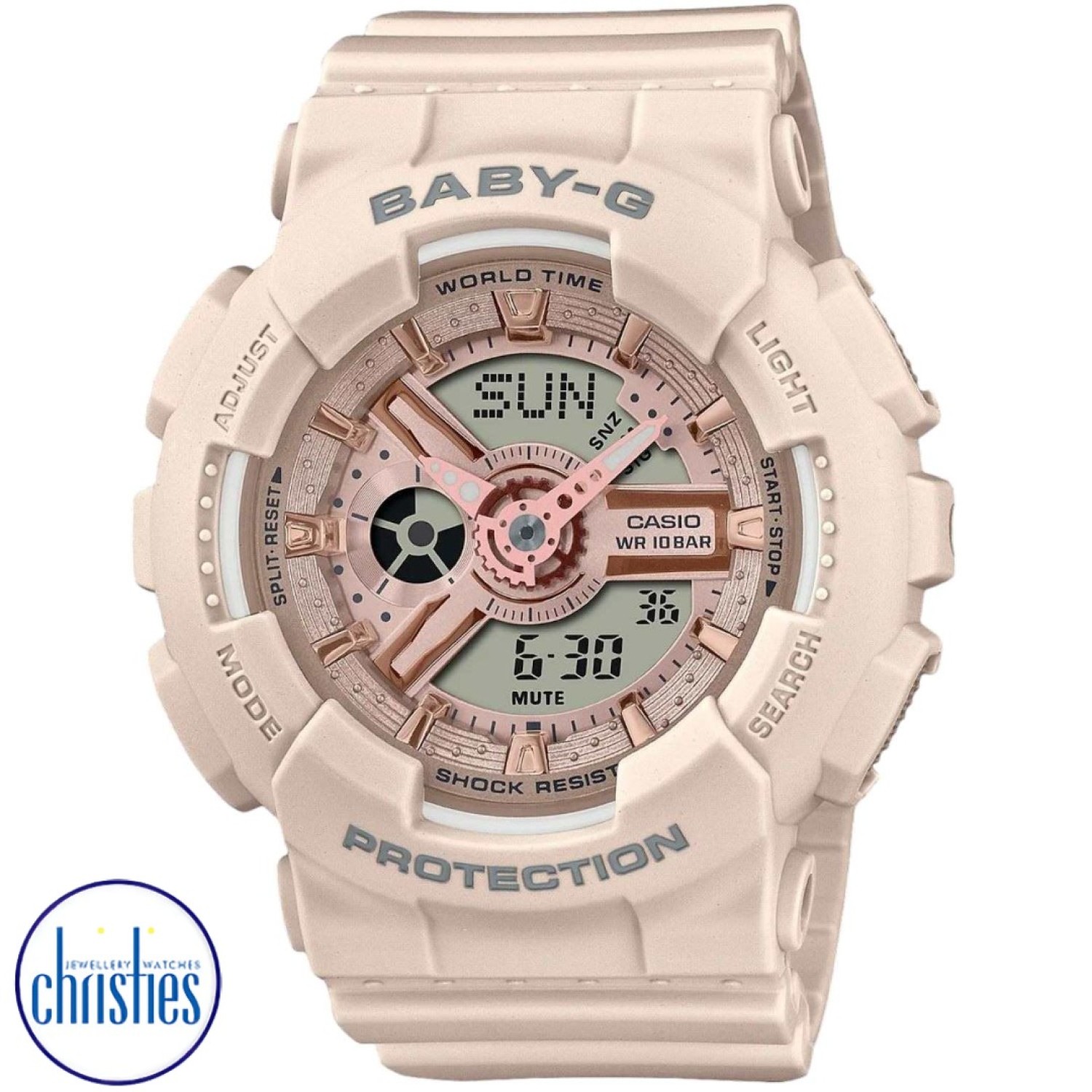 BA110XCP-4A Casio BABY-G Ana-Digi Watch. Slip on a splash of clean, fresh colour with an eye-catcher inspired by the popular design of the G-SHOCK GA-110. Baby-G watches price