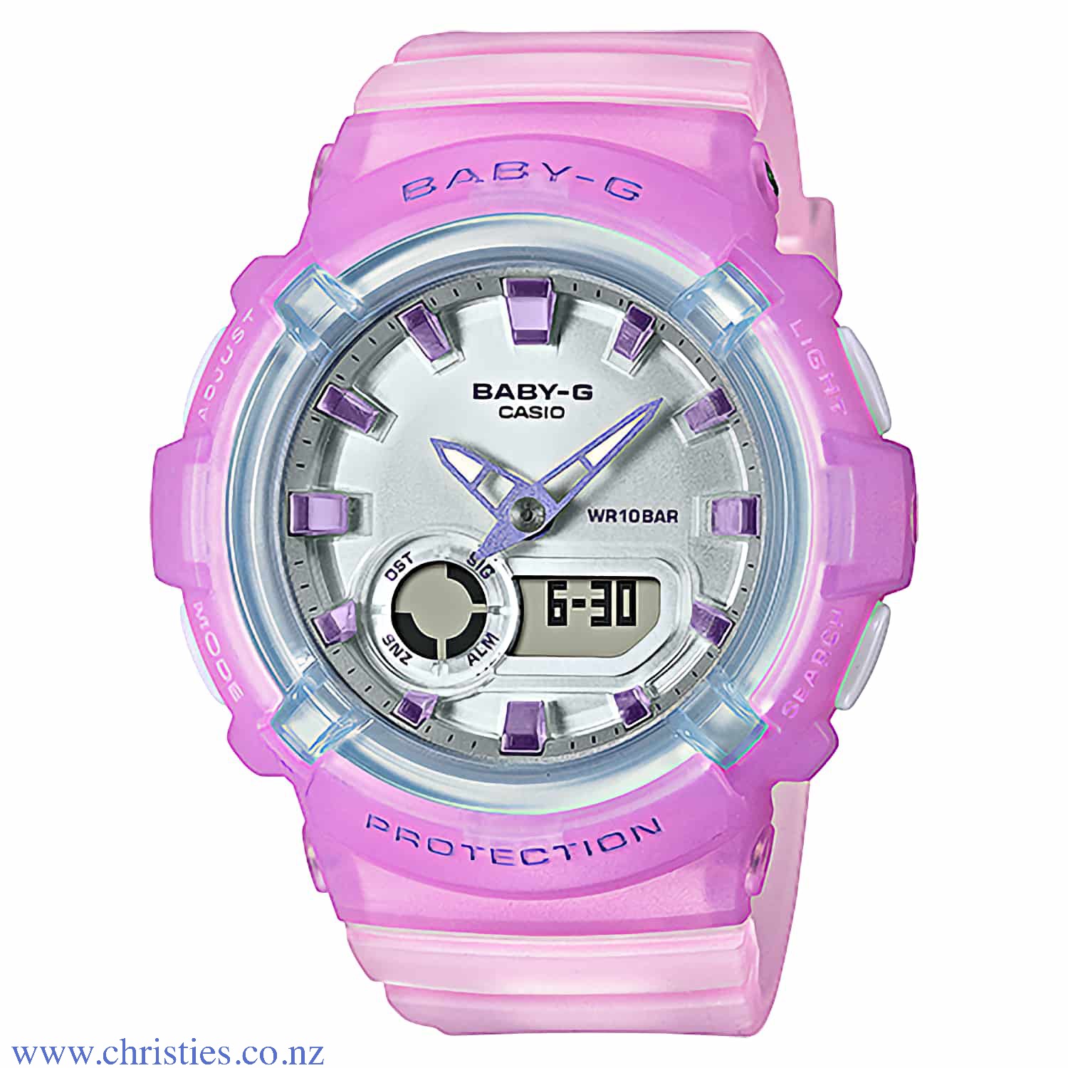 BGA280-6A Casio Baby-G Watch BGA-280-6A Afterpay BGA280-6A Casio Baby-G Watch. The BGA-280 Series layers multiple parts to create innovative and colourful designs. The round cases of these models and the cute impression of their hefty forms are complemented by the sporty touch of the metallic hou baby-g
