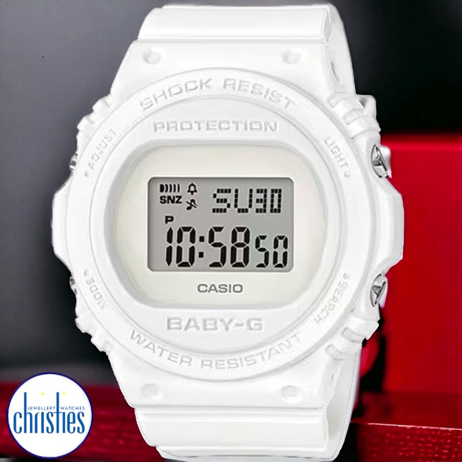 BGD570-7D Casio BABY-G Watch BGD-570-7 - NZ BGD570-7D Casio BABY-G Watch. For the active woman of today, new round-face BABY-G casual watches with G-SHOCK inspired designs. The models in this lineup come in a choice of three basic monotone colours: black, pink, and or white. Logos and functi @chri