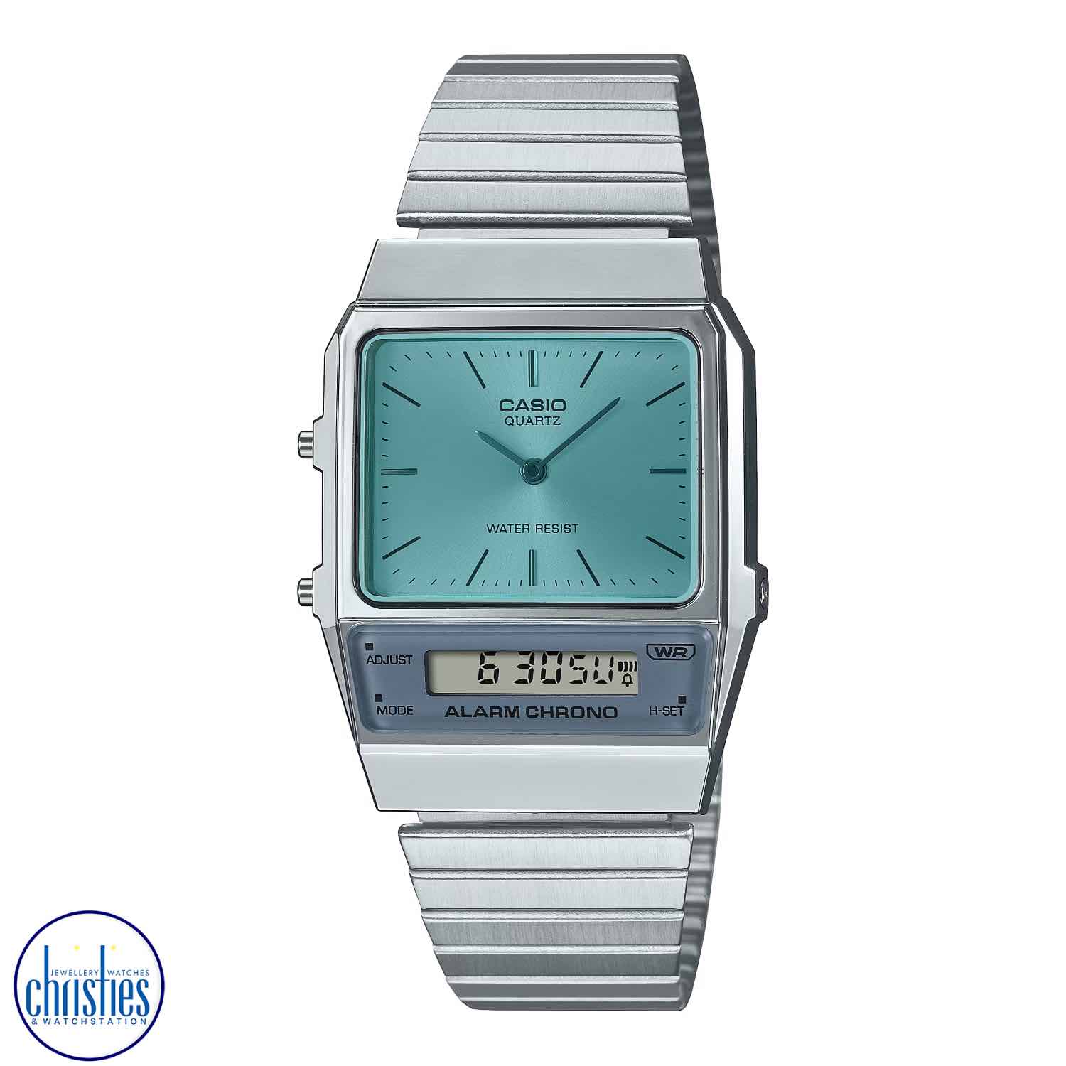 Christies Jewellery - AQ800EC-2A Casio Vintage Series Watch AQ800EC-2A Step into the glamour of the 1980s with Christies Jewellery's latest masterpiece, the AQ-450 design concept. Inspired by the retro aesthetic