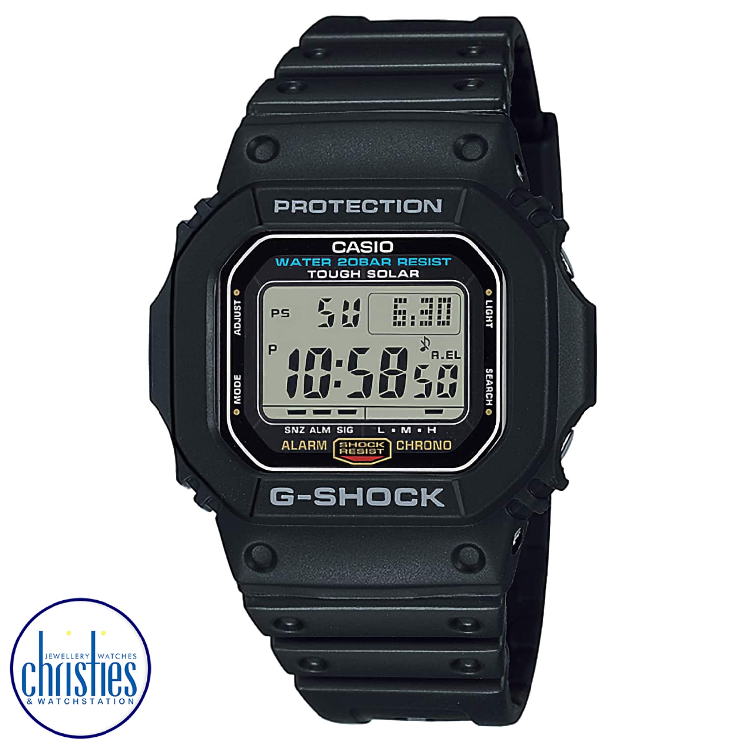 G5600UE-1 Casio Solar G-Shock. These Tough Solar models provide a choice of either the original G-5600 G-SHOCK design or the G-6900 design that is so popular among followers of today's street fashions. The Tough Solar system, which is equipped without G-s