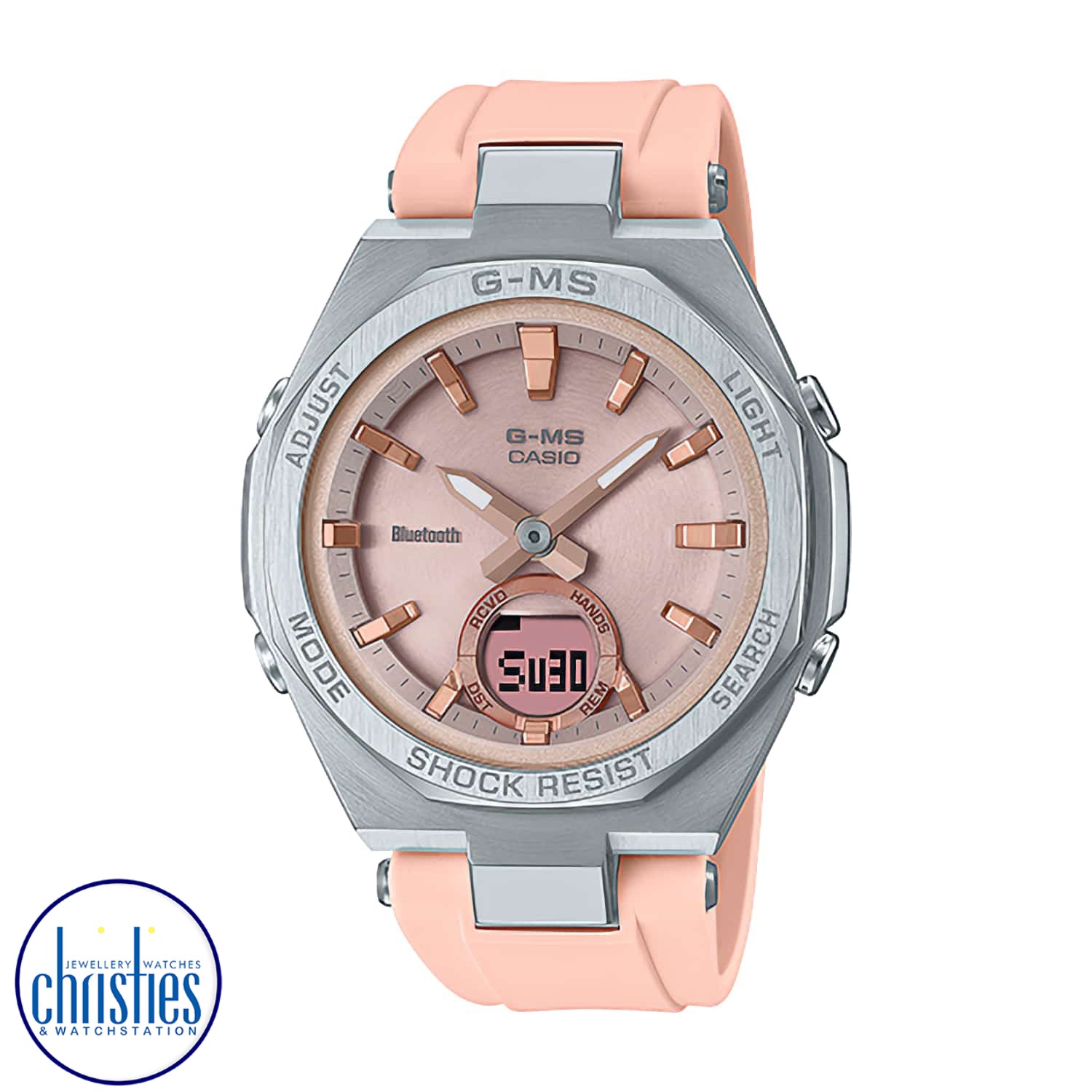MSGB100-4A BABY-G G-MS Bluetooth Watch MSG-B100-4A Afterpay BABYGNZ MSGB100-4A BABY-G G-MS Bluetooth Watch. Have it both ways! The practical luxury and G-SHOCK strength of the G-MS metal design meets the intuitive connectivity of the MSG-B100 line for even more convenience and smartphone-enhanced functionality. Just pair
