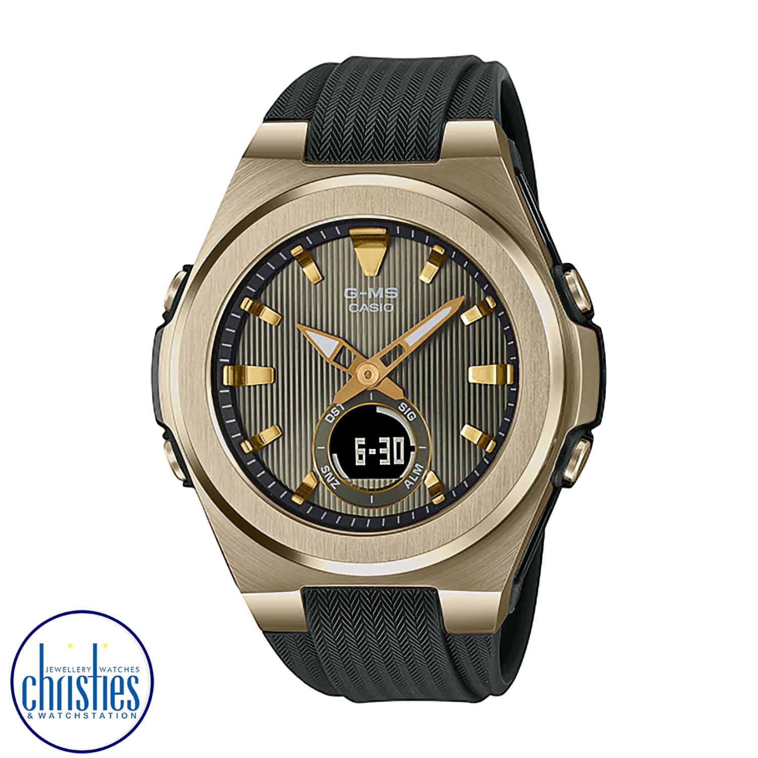 MSGC150G-3A BABY-G G-MS Watch. Stay on top of your game at work and at play with sophisticated comfort and G-SHOCK strength in a special silky-smooth G-MS timepiece. The oversized case makes a bold, powerful statement. Add in the flat bezel and distin G-s