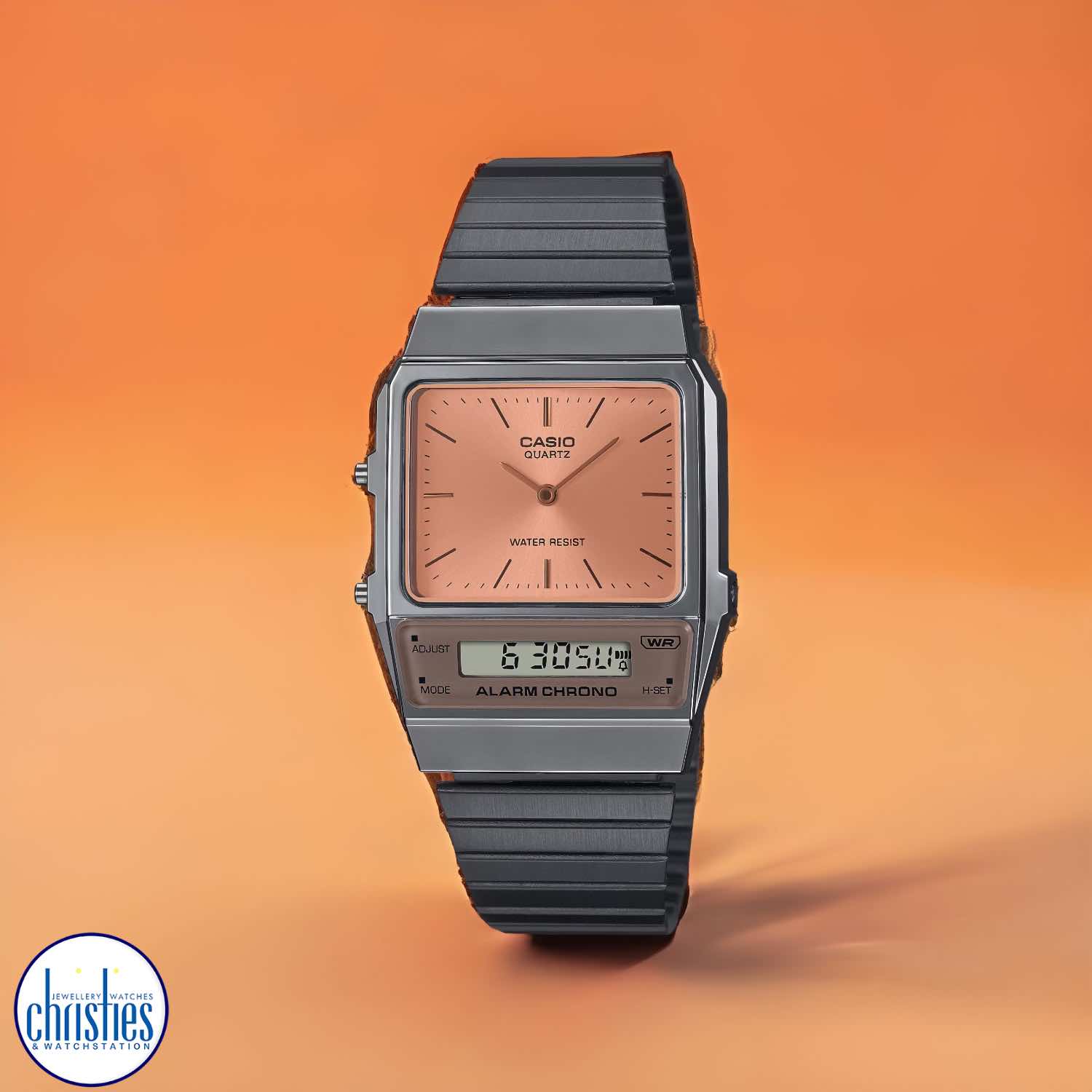 Christies Jewellery - AQ800ECGG-4A Casio Vintage Series Watch AQ800ECGG-4A Step into the glamour of the 1980s with Christies Jewellery's latest masterpiece, the AQ-450 design concept. Inspired by the retro aesthetic