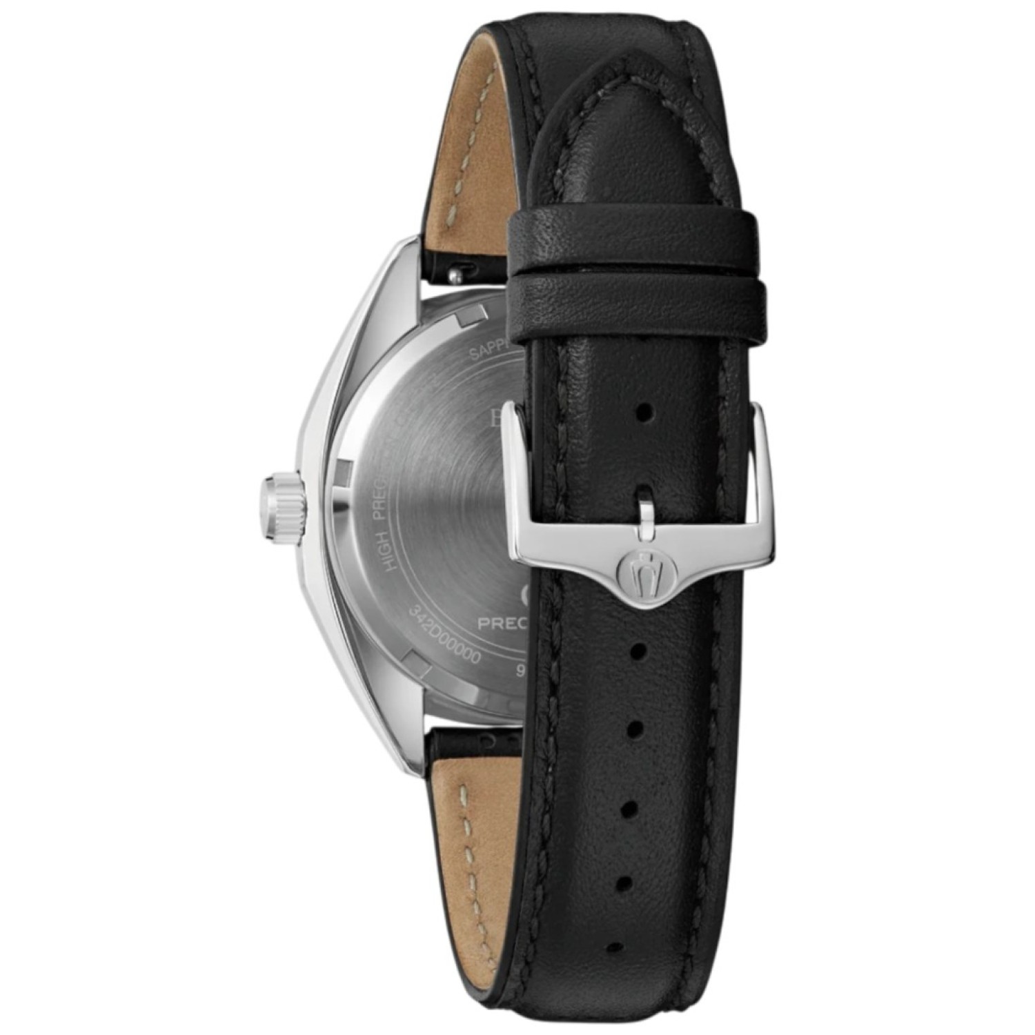 96B414 Bulova Classic Jet Star Grey Dial Black Leather Strap Watch by Bulova Watches