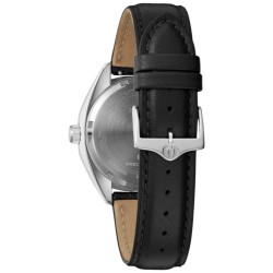 96B414 Bulova Classic Jet Star Grey Dial Black Leather Strap Watch