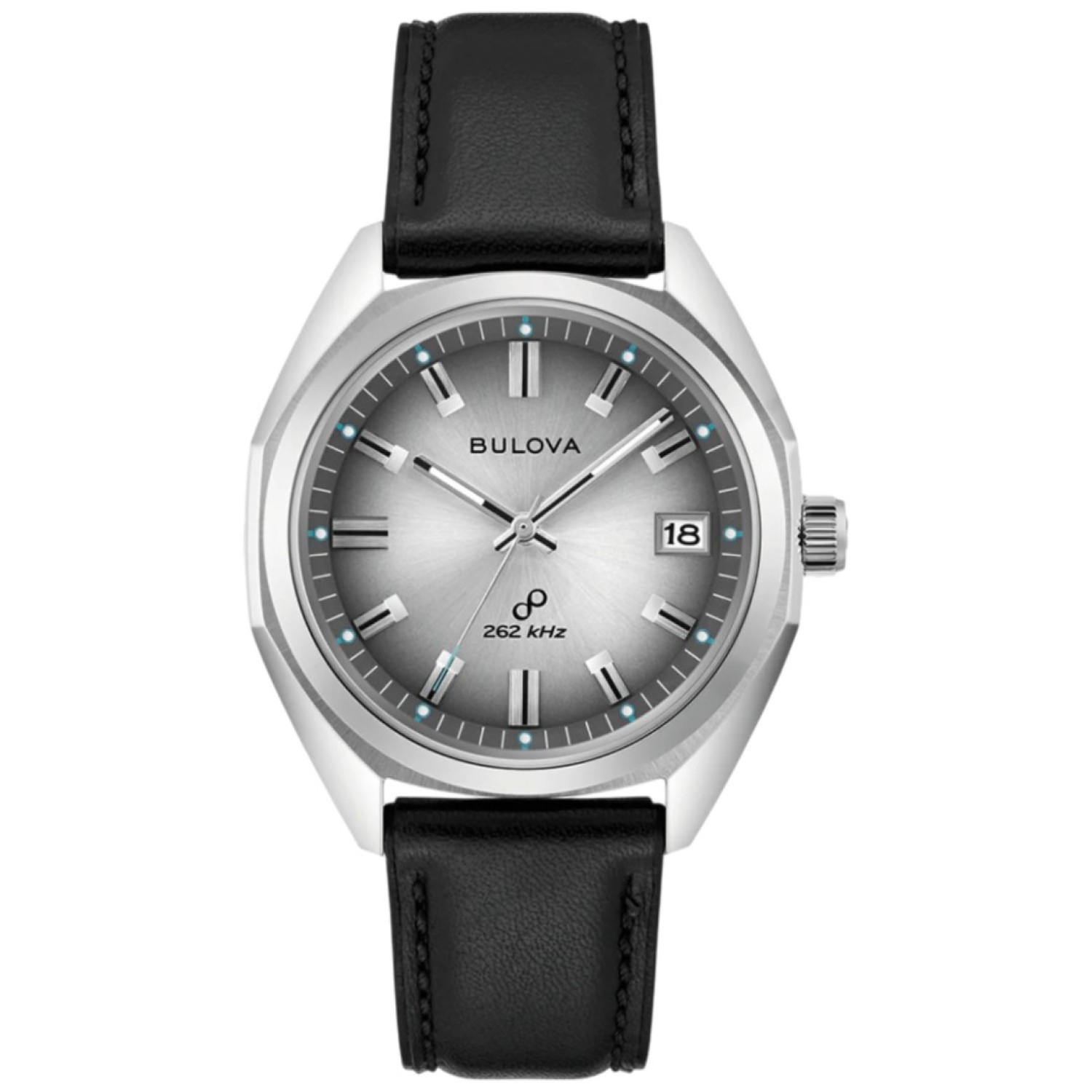 96B414 Bulova Classic Jet Star Grey Dial Black Leather Strap Watch by Bulova Watches