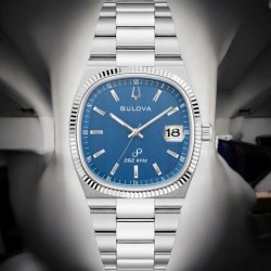 96B440 Bulova Blue Dial Elegance
