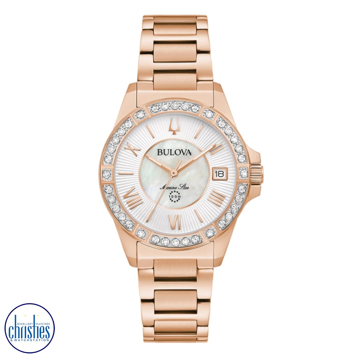 Christies Jewellery - 98R295 Bulova Womens Marine Star Diamond Watch Add a touch of elegance to your look with the Bulova 98R295 Marine Star women's watch.