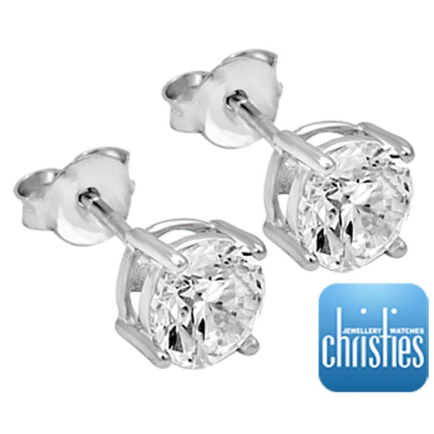Christies Jewellery - Silver Clear Cubic Zirconia Stud Earrings 5mm Silver Clear Cubic Zirconia Stud Earrings 5mm CZ5mm