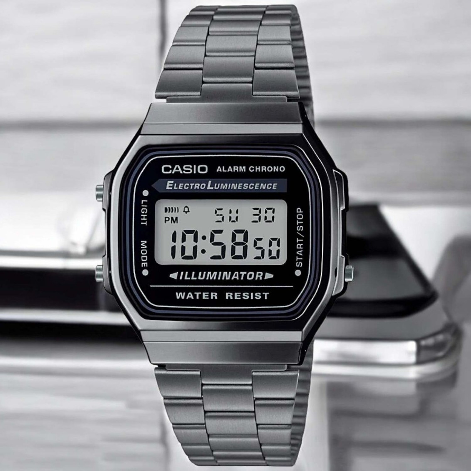 Christies Jewellery - A168WGG-1 Casio Vintage Series Watch Auckland NZ A168WGG-1A Casio Vintage Series Watch with Black chrome plated casing and strap
