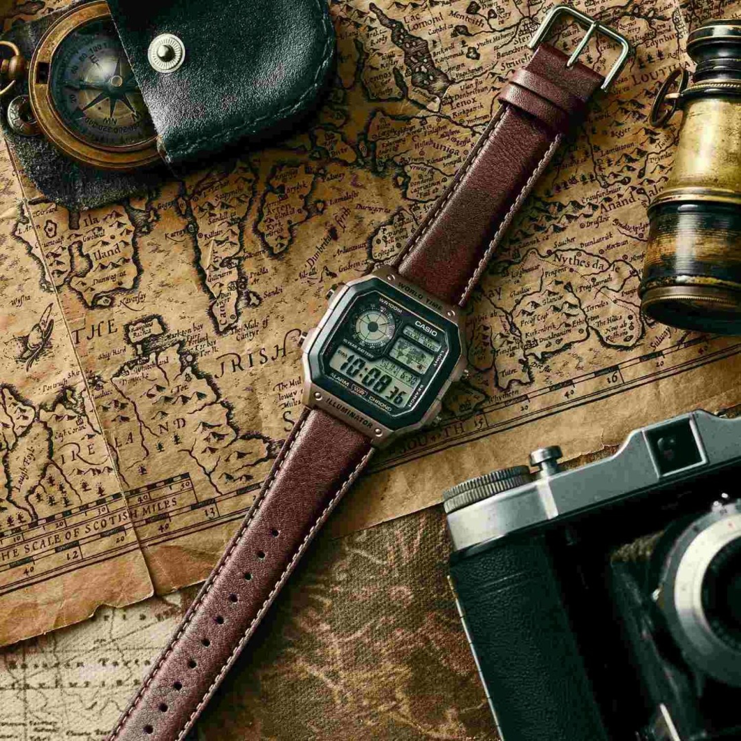 Casio AE1200WHL-5A – Christies Jewellery & Watches New Zealand Casio AE1200WHL-5A Retro Leather Strap Watch