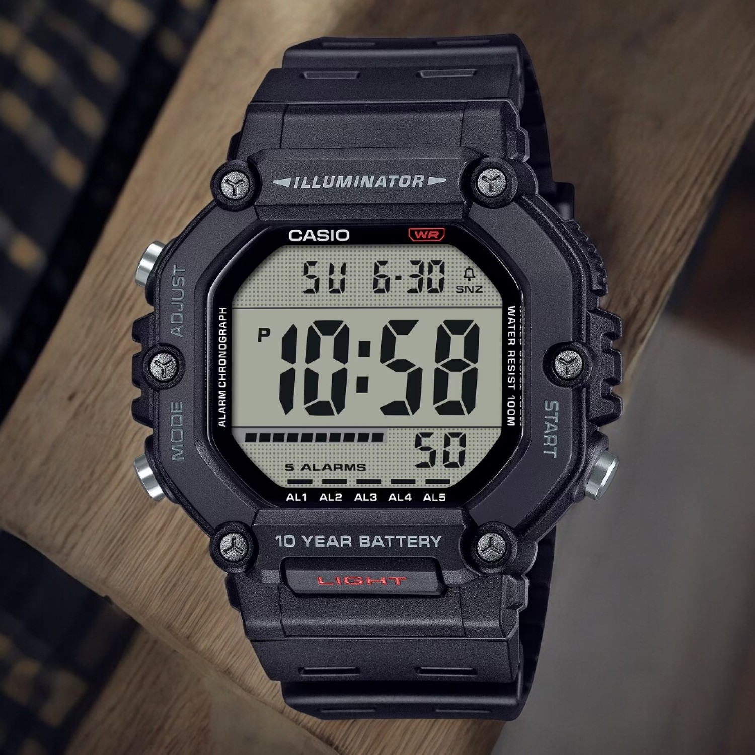 Casio AE1600H-1A LCD Watch Casio AE1600H-1A heavy-duty LCD watch with a bold design, large screen, and LED light