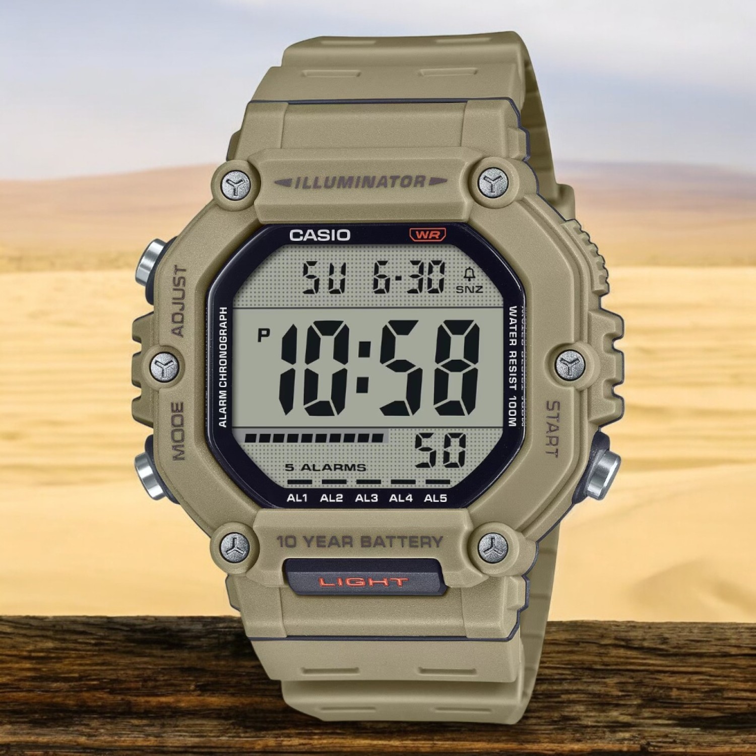 Casio AE1600H-5A LCD Watch Casio AE1600H-5A heavy-duty LCD watch with a bold design, large screen, and LED light