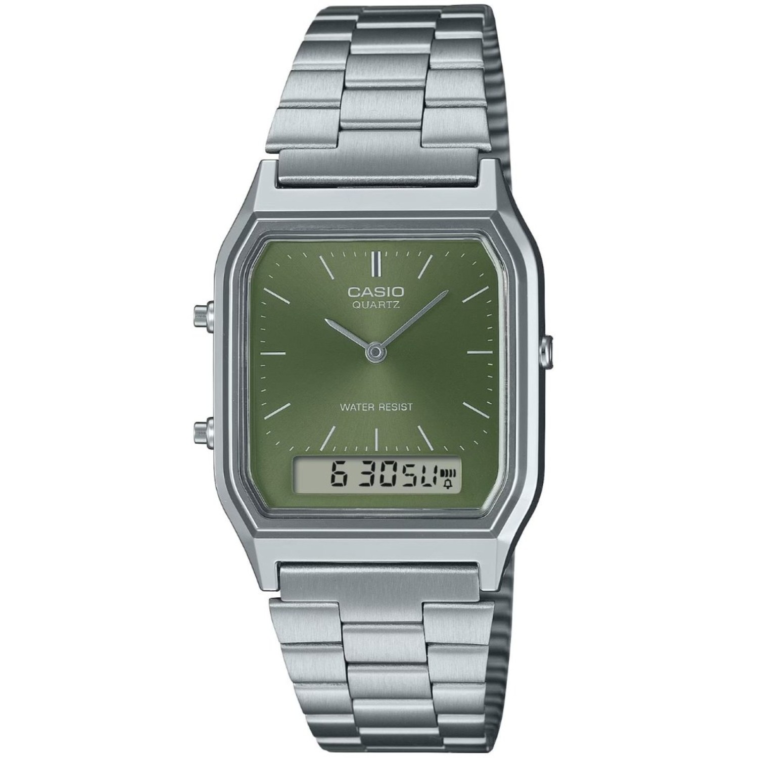 AQ230A-3A Casio Analogue Digital Watch – Casio New Zealand and Auckland AQ230A-3A Casio Analogue Digital Watch by Casio New Zealand and Auckland | Dual time watch with green dial