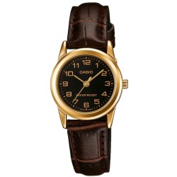 Casio Classic Ladies Analogue Watch – Black Dial, Tan Leather Strap | LTPV001GL‑1B Casio Classic Ladies Analogue Watch – Black Dial, Tan Leather Strap | LTPV001GL‑1B