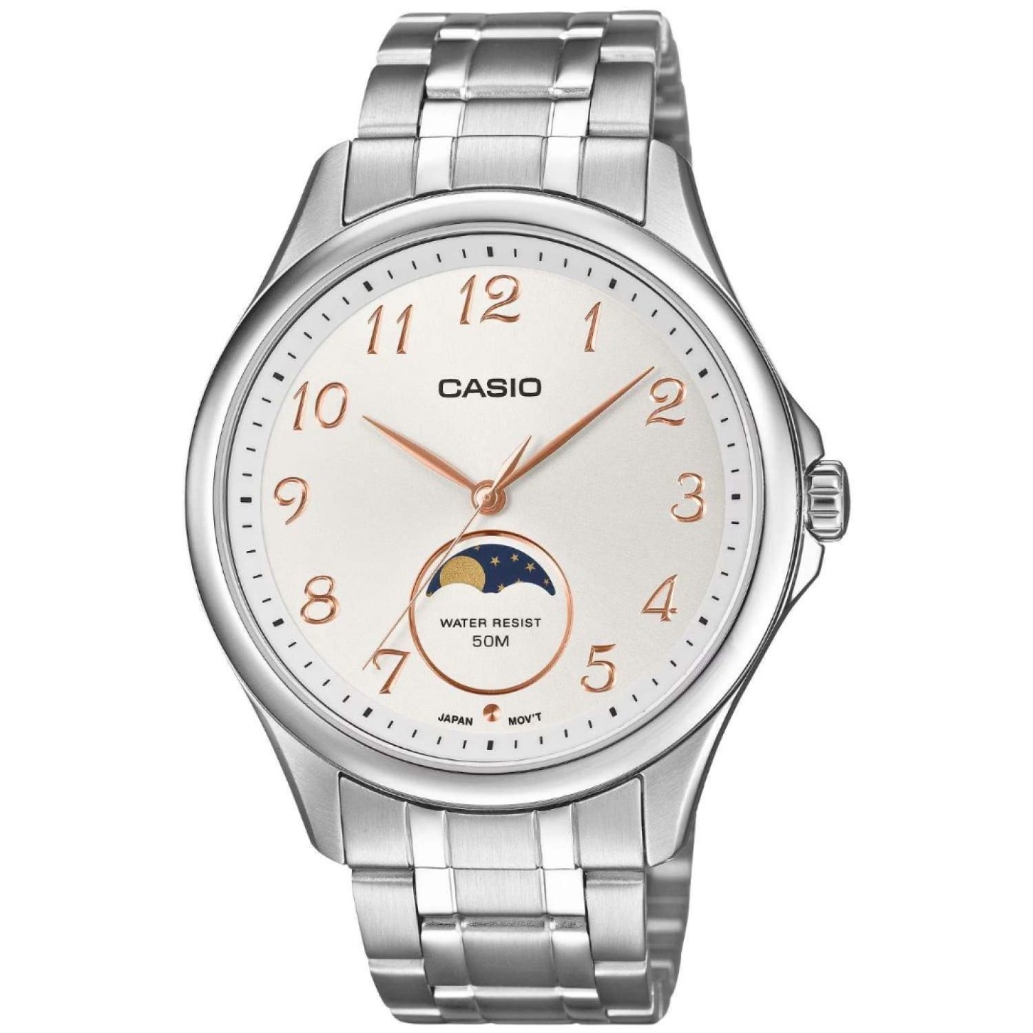 Casio Men's MTP-M110D-7A Classic Analog Moon Phase White Dial Watch by Casio