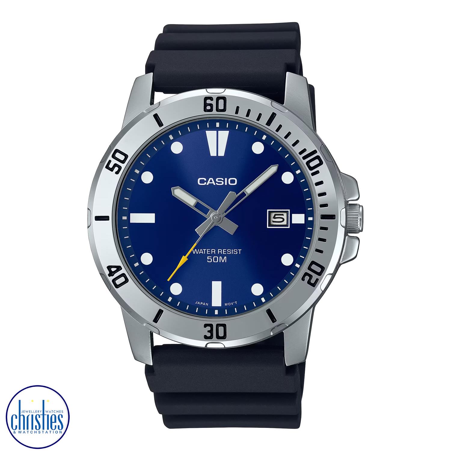 Christies Jewellery - MTPVD01-2E Casio Analogue 50 Metre Watch Introducing the Casio MTPVD01-2E - the perfect blend of sporty analog design and practicality.