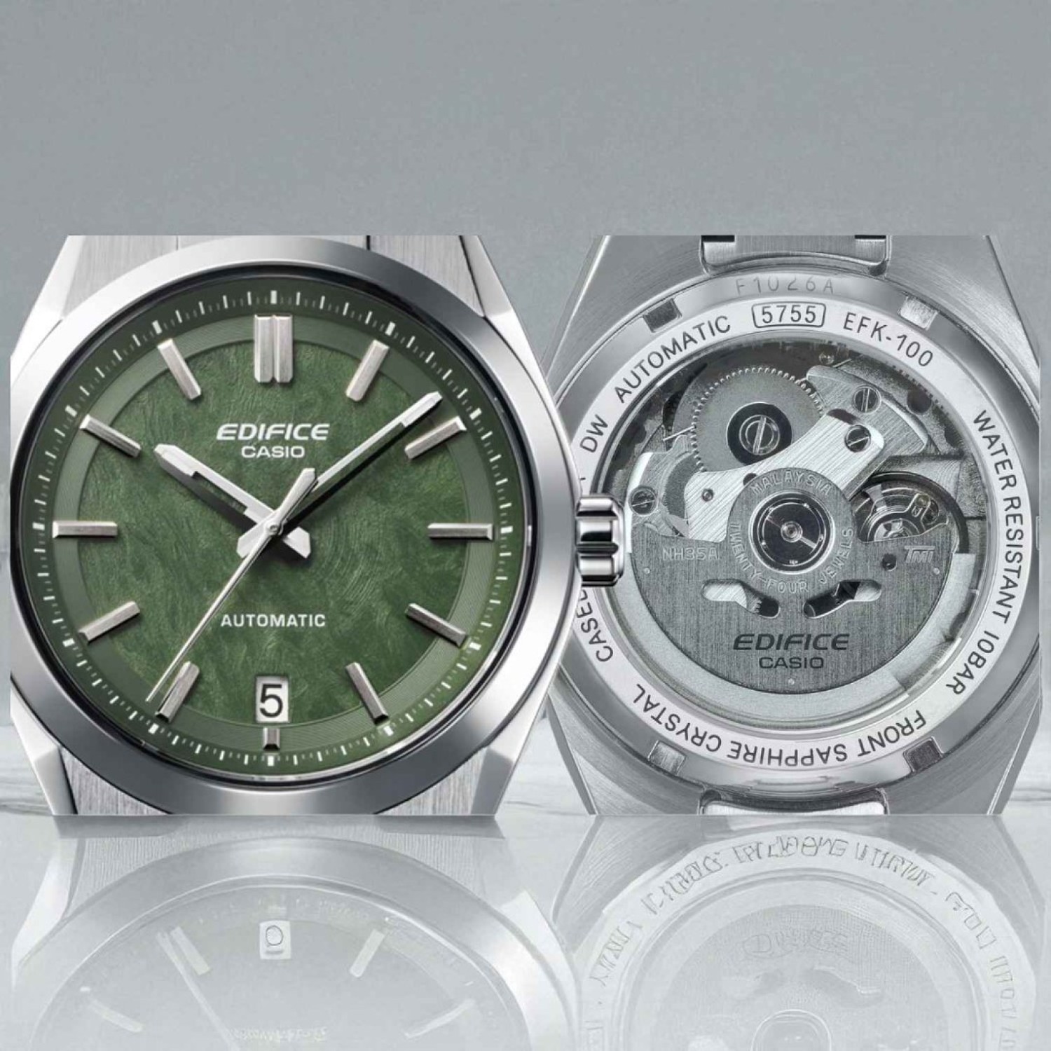 EFK100D-3A Casio Edifice Forged Carbon Automatic Watch – Green Dial – Casio New Zealand EFK100D-3A Casio Edifice Forged Carbon Automatic Watch – Green Dial by Casio