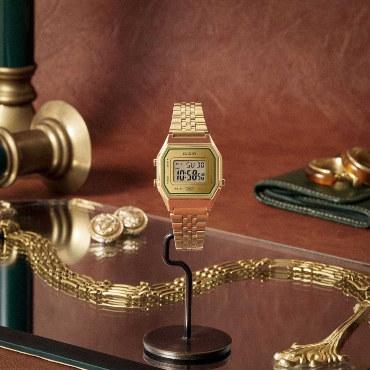 Christies Jewellery - LA680WEGV-9A Casio Ladies Vintage Watch Auckland NZ LA680WEGV-9A Casio New Zealand and Auckland | Casio Vintage Gold and green color scheme
