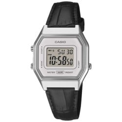 LA680WEL-1D Casio Ladies Vintage Watch - Black Leather Strap