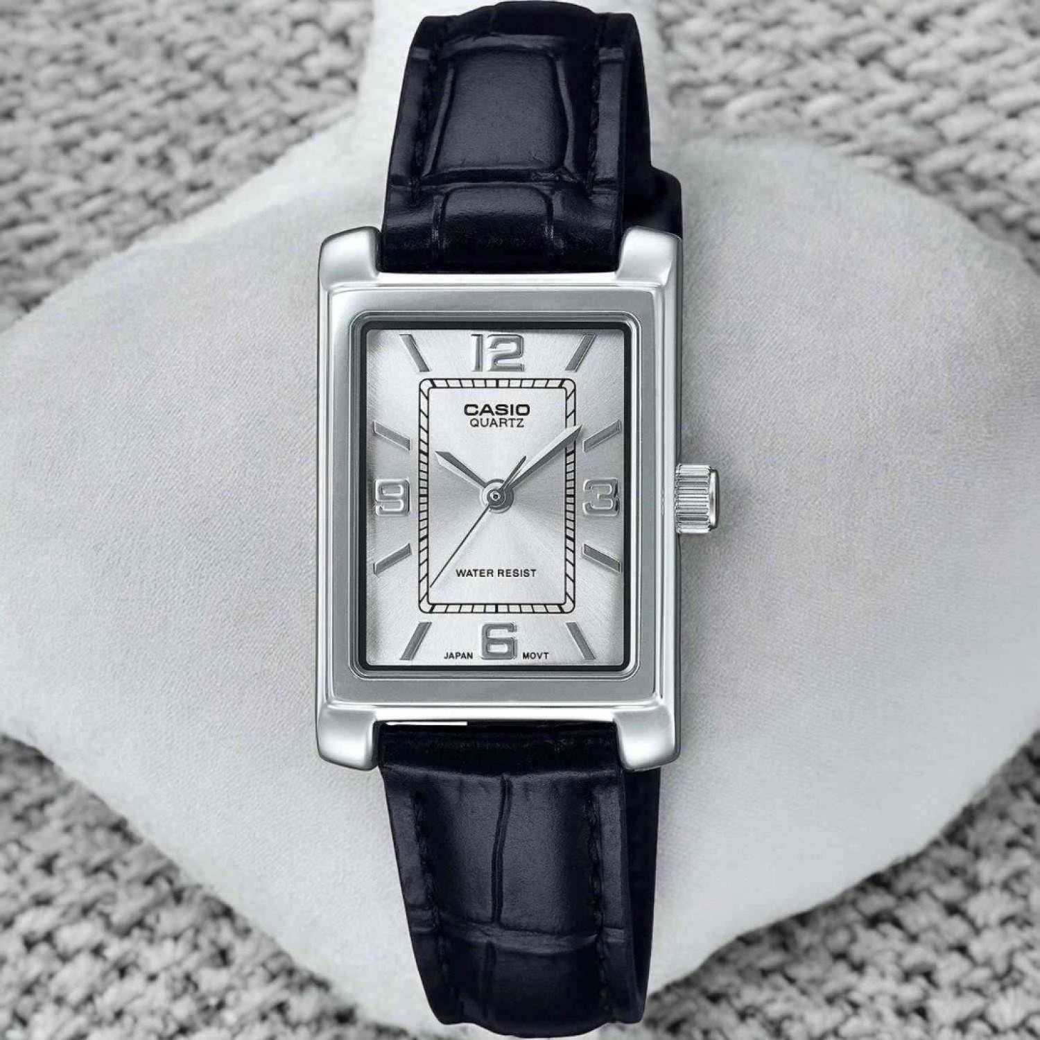 Christies Jewellery - LTP1234GLL-7A Casio Ladies Analogue Watch Auckland NZ LTP1234GLL-7A Casio Ladies Analogue Watch LTP-1234GLL-7 watch With Silver Casing, Black Leather Strap and white dial