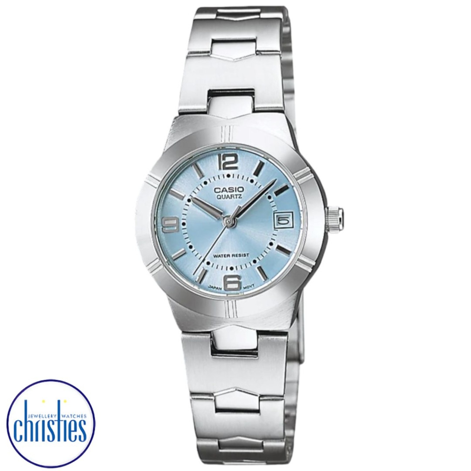 LTP1241D-2A  Casio. The LTP-1241 models feature bright pastel colours for the face and a date indicator. This watch has a solid construction with a Stainless Steel  Bracelet and is water resistant. 3 Months No Payments and Interes @christies.online