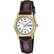 LTPV006GL‑7B Casio Classic Ladies Analogue Watch – Day Date White Dial, Brown Leather Strap LTPV006GL‑7B Casio Classic Ladies Analogue Watch – Day Date White Dial, Brown Leather Strap