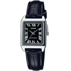 LTPV007L-1B Casio Ladies Analogue Black Dial Leather Strap Watch