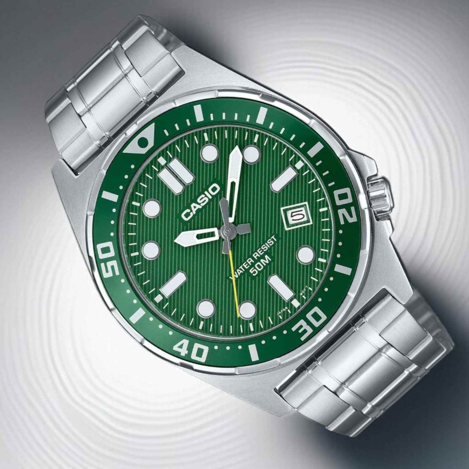 MTD135D-3A Casio Analogue 50 Metre Green Dial Watch – Casio New Zealand and Auckland - Free Delivery - Afterpay and Zip the easy way to pay - Cheap Casio Watches Auckland MTD135D-3A Casio Analogue 50 Metre Green Dial Watch by Casio
