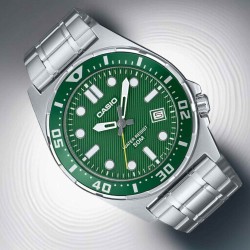 MTD135D-3A Casio Analogue 50 Metre Green Dial Watch MTD135D-3A Casio Analogue 50 Metre Green Dial Watch