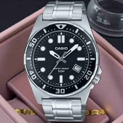 MTD135D-1A Casio Analogue 50 Metre Black Dial Watch