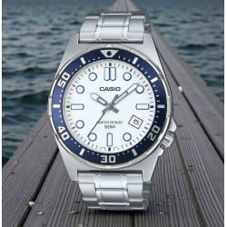 MTD135D-7A Casio Analogue 50 Metre White Dial Watch