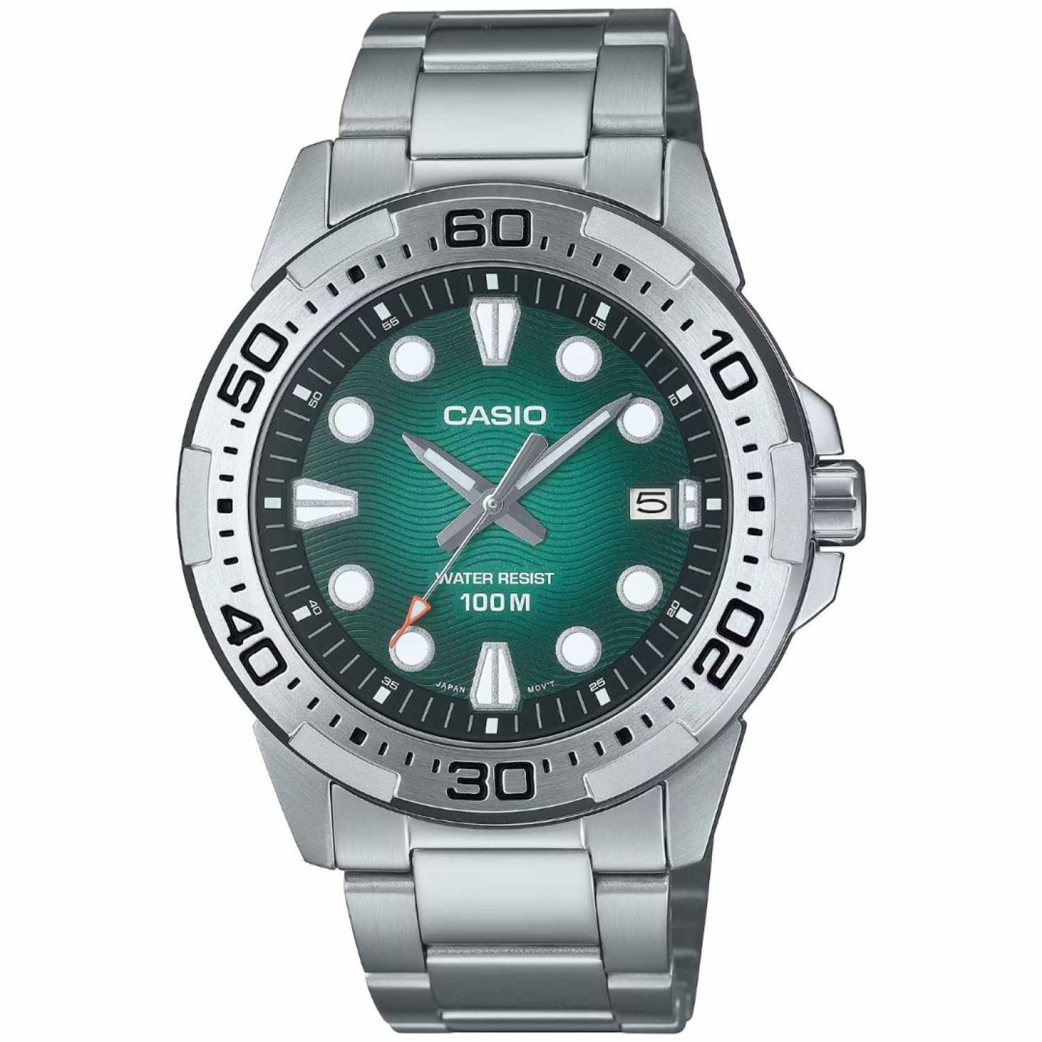 MTD140D-3A Casio Marine Sports Watch – Durable, Stylish, 100m Water-Resistant MTD140D-3A Casio Marine Sports Watch – stainless steel case, green dial, date display, 100m water-resistant.