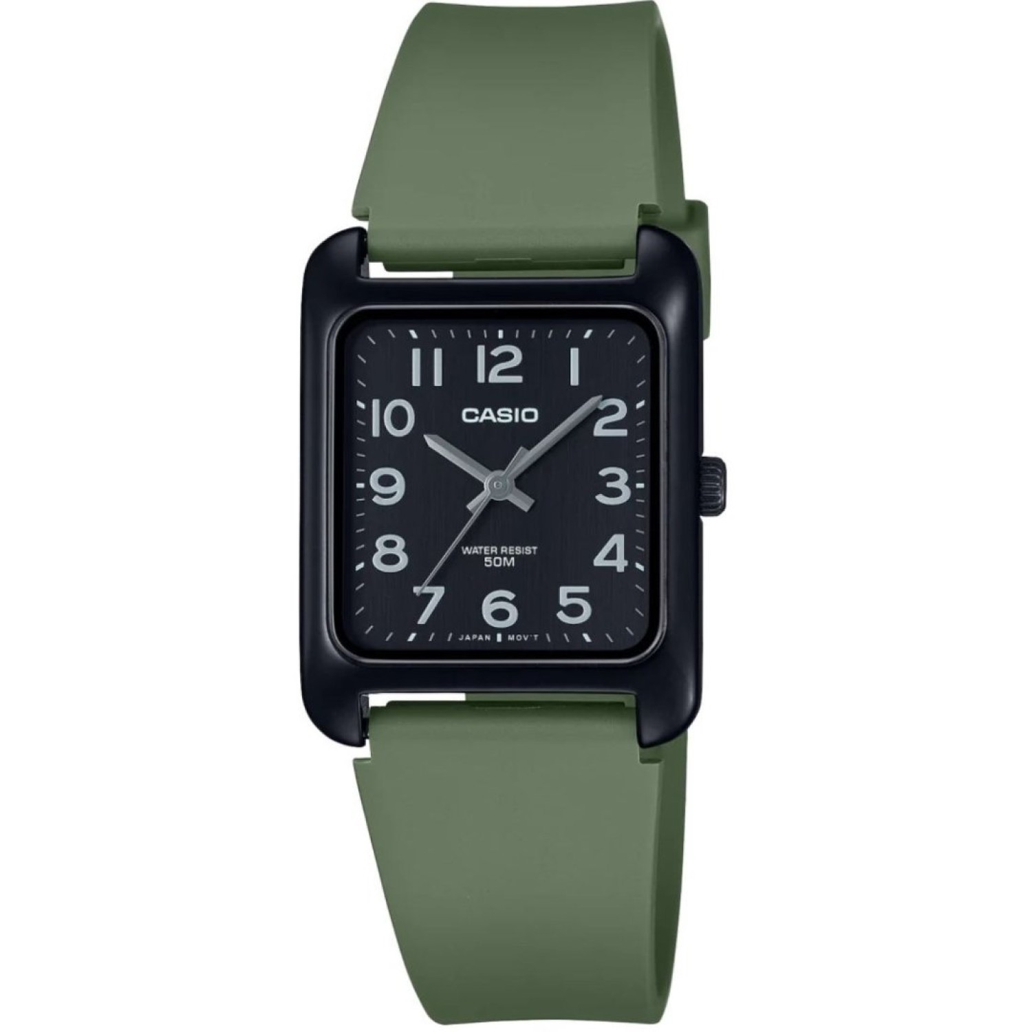 Christies Jewellery - MTPB175-3B Casio Ladies Square Watch Auckland NZ MTPB175-3B Casio Ladies Square Watch MTP-B175-3 with Full digits black dial and green strap