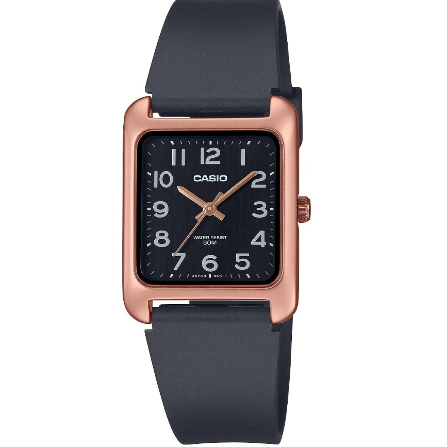 Christies Jewellery - MTPB175-5B Casio Ladies Square Watch Auckland NZ MTPB175-5B Casio Ladies Square Watch MTP-B175-5 with black full digits, rose gold casing and black strap
